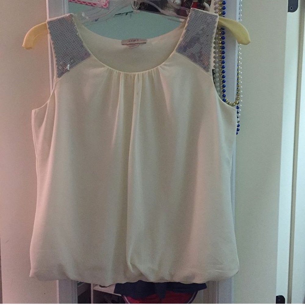 ann taylor loft white sequin top size S